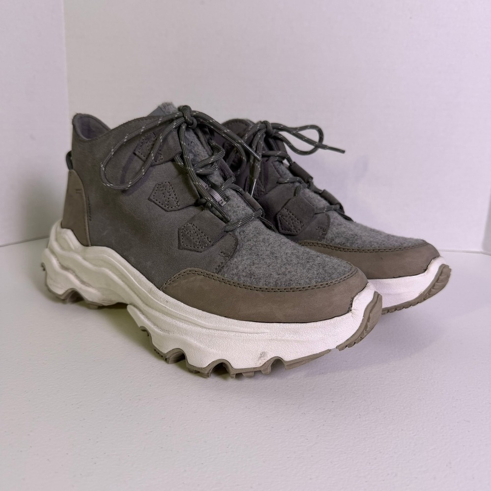 Sorel Kinetic Conquest Grey Waterproof Suede Felt Boots NL4903-052 Womens 9.5